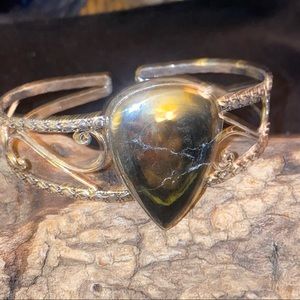 Exotic Pyrite teardrop handcrafted cuff